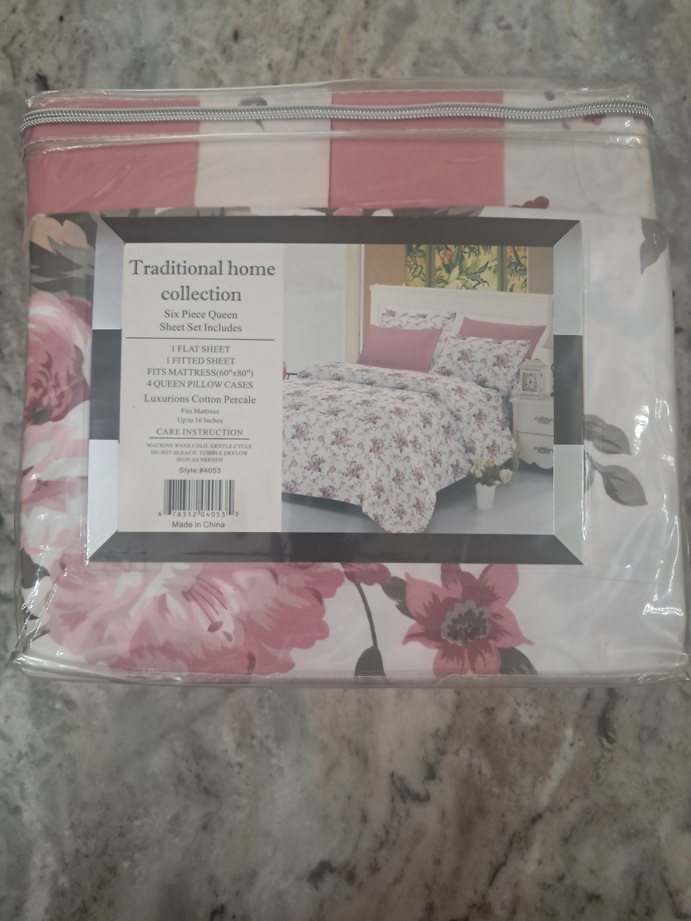 Queen Floral Sheet Set in Pink